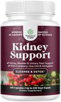 Kidney Support Cranberry Supplement for Women and Men - High Strength Kidney Cleanse Detox & Repair Formula with Stinging Nettle and Astragalus for Kidney and Bladder Health - Non-GMO Halal and Vegan