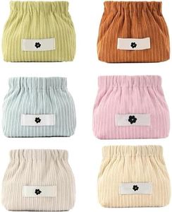 honitty Corduroy Elastic Storage Bag, Portable Popper Organizer, Mini Makeup Bag,Ladies Lipstick Pouch, Large Capacity Wallet, Jewelry Small Objects Storage Organizer., 6PCS