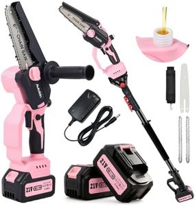 AUTUBIN Pink 2-in-1 Cordless Pole Saw for Tree Trimming