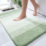 OLANLY Bathroom Rugs Mat 30x20, Extra Soft Absorbent Microfiber Bath Rugs, Rubber Backing, Quick Dry, Machine Washable Bath Mats for Bathroom Floor, Tub, Shower and Home Decor Accessories, Light Green