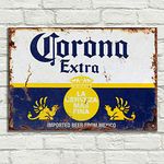 LBS4ALL Corona beer Extra Signs Metal Plaque Aluminium Vintage Pub Tiki Bar Home Cafe Wall Beer Retro Club