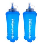 Azarxis TPU Soft Flask 500 mL Running Collapsible Water Bottles Flask BPA-Free for Hydration Pack - Ideal for Running Hiking Cycling Climbing (500 mL - 2 Pack)