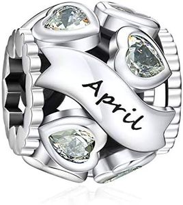 NINGAN abril piedra del zodíaco Abalorios Charms Colgantes de encanto de Cuentas Plata de Ley 925 con Compatible con Pulsera Pandora & Europeo