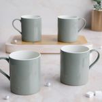 The Earth Store Porcelain Solid Grey Coffee Mug | Tea Mug | Dishwasher & Microwave Safe | Ideal for Drinking Tea, Coffee, Milk | Perfect for Gift to Best Friends | Set of 4, 350 ML