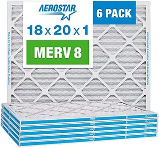 Aerostar 18x20x1 MERV 8 Pleated Air Filter, AC Furnace Air Filter, 6 Pack (Actual Size: 17 3/4"x 19 3/4" x 3/4")
