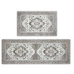 HEBE Boho Anti Fatigue Kitchen Rugs Set of 2 Non Slip Cushioned Kitchen Mats for Floor Vintage Oriental Kitchen Rugs and Mats Set Vintage Kitchen Carpet Rug Runner for Sink Laundry Standing