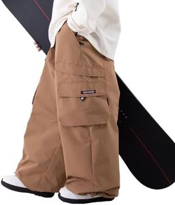 SNOWVERB Womens Mens Super Baggy Ski Insulated Pants Snowboard Utility Cargo Leopard Snow Pants for Winter Snow Sports