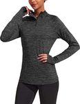 ELESOL Women's Compression Shirt Quick Dry Long Sleeve Running Athletic T-Shirt Workout Tops Black Heather XXL