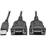 Tripp Lite 6ft 2-Port USB to DB9/RS 232 Serial Adapter Cable FTDI, Com Retention M/M 6' (U209-006-2)