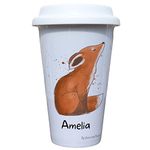 Fox Travel Mug Personalised - Gift for Wildlife Owners & Lover - Personalised Wild Woodland Thermal Ceramic Insulated Travel Mug