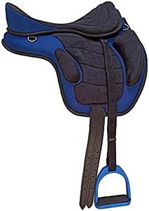 Wonder Wish - Freemax - Silla de montar a caballo de uso general, tamaño de 30,4 a 45,7 cm, azul, 17.5 Inches Seat