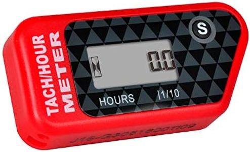 Jayron Digital LCD Tachometer Inductive Tach Hour Meter Display Max RPM Waterproof for Most Gas Engine Marine ATV Generator Lawn Tractor Motorcycle (red)