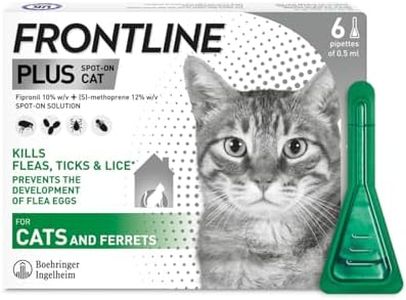 FRONTLINE Plus Flea & Tick Treatment for Cats and Ferrets - 6 Pipettes