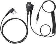 Tigrett Outdoors SMC Push-to-Talk Cable w/ 3.5mm Audio Cable Adapter for Kenwood K1 Radios Including Baofeng UV5R - PTT for Electronic Earmuffs - Hands-Free Radio Listening (with Clip)