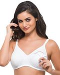 Laavian Women's Cotton Non Padded Non-Wired Maternity Nursing Bra (DOGI7011WHITE_40D) White