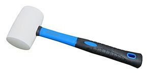 24-Ounces White Solid Rubber Mallet, Fiberglass Handle with Soft Rubber Grip, Total Weight 2.1LB, Non Marking Hammer (24oz)