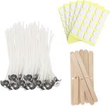 Candle Making Kit, 50 Cotton Wicks 4"(10 cm), 54 Wick Stickers, 10 Wooden Wick Holders