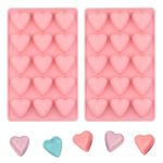 BFJ Heart Chocolate Moulds Valentine's Day Candy Molds 2 pcs Silicone Heart Mold for Resin Jelly Ice Cube Cupcake Cake Topper Decoration