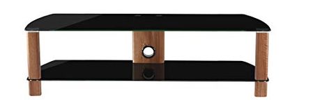 Alphason Century 1500 TV Stand - Walnut & Black Glass