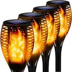 Waiybbit Large Solar Lights Outdoor Garden 23 inch Tall 4 Pack Solar Flickering Dancing Flame Lights 33 LEDs Garden Light Solar Powered Waterproof Dusk to Dawn Auto On/Off for Patio Yard Driveway