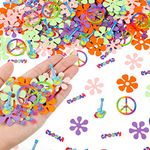 350 Pieces Tie Dye 60's Hippie Groovy Birthday Party Decoration Retro Flower Peace Sign Hippie Confetti Table Decoration for Peace and Love Party 60's 70's Tie Dye Hippie Theme Groovy Party Supplies