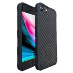 molzar Tire Series for iPhone SE3&2/8/7/6 Case with Real Weave Carbon Fiber, Built-in Metal Plate for Magnetic Mount, Support Wireless Charging, Compatible with iPhone SE3&2/8/7/6, Glossy Black/Weave