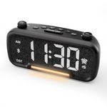 Alarm Clock Radio with Bluetooth Speaker & FM Radio - 5 Adjustable Brightness and 16 Volume Levels, Digital Alarm Clock with LED Night Light, Battery Backup, Snooze, 12/24H&DST, Phone Charger