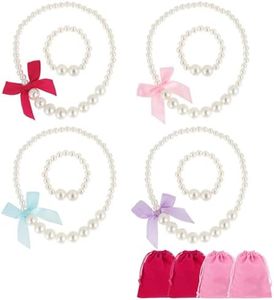 kilofly Princess Party Favor Jewelry Value Pack, Necklace & Bracelet, 4 Sets