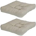 Sunnydaze 20-Inch Square Tufted Olefin Indoor/Outdoor Patio Cushions - Set of 2 - Beige