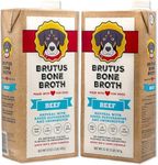 Brutus Beef Bone Broth for Dogs and Cats - All Natural Dog Bone Broth with Chondroitin Glucosamine & Turmeric -Human Grade Dog Food Toppers for Picky Eaters & Dry Food -Tasty & Nutritious