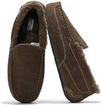 Project Cloud Mens Moccasin Slippers For Men, 100% Genuine Suede Mens Slippers Memory Foam House Slippers for Men Indoor Outdoor Mens Loafers Non-Slip Loafers For Mens House Shoes (Oswin, CHOC, 10.5)