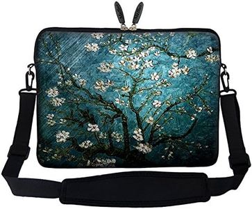 Meffort Inc® 15 15.6 inch Neoprene Laptop Sleeve Bag Carrying Case with Hidden Handle and Adjustable Shoulder Strap - Vincent Van Gogh Almond Blossoming