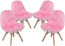 Flash Furniture Zula Kids Chair - Light Pink Shaggy Dog Accent Chair - Kid Sized Faux Fur Chair, Set of 4