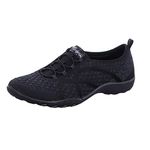 Skechers Women's Breathe-Easy - FORTUNEKNIT Shoes, Black/Charcoal, 6 M US