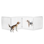 Epetlover 24 Inch 4 Panels Pet Dog Gate, Foldable Z Shape Step Over Fence for Indoor Doorway Hall Stairs House, White