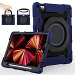 ROISKIN iPad Pro 11 inch Case: Heavy Duty Rugged Cover for iPad Air 5th/4th Generation & iPad 11" 4th/3rd/2nd/1st Gen with Screen Protector/Stand/Pencil Holder/Strap,Dark Blue