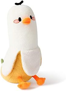 PEACH CAT Banana Duck Plush Pillow Duck Stuffed Animal Cute Banana Plushie for Girls and Boys White 27.5"