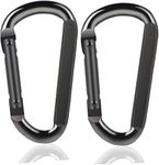 DELSWIN Heavy Duty Caribeaner Carabiner Clip - 900lbs, 3" Caribeener Clips D Shaped Spring Hooks for Hammocks, Camping, Hiking, Dog Leash, Keychains, Outdoors and Gym, Black, 2 PCS