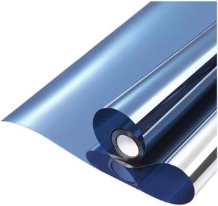 rabbitgoo Window Privacy Film One Way Window Tint for Home, Removable Reflective Heat Sun Blocking Anti UV Glass Door Covering, Mirror Tinting Film House Office, 35.4 Inch X 32.8 Feet, Blue Silver
