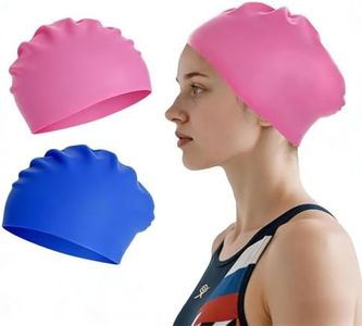 2Pcs Silicone Swimming Cap for Long Hair Waterproof Swimming Cap Bathing Caps for for Women Adult Keep Hair Dry