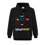 Ninja Kidz Boys Sports Hoodie Kids Top Girl Print Jumper (Black,7-8 Years,7 Years,8 Years)