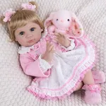 Milidool Lifelike Reborn Baby Dolls Girl - Realistic Newborn Girl Dolls Realistic Silicone Baby Dolls Girl Real Baby Doll Packaged with Bunny Toy Feeding Toy Accessories Gift Set for Kids Age 3+
