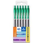 Pilot G-2 Retractable Gel Ink Rollerball Pens - 0.7mm Nib Tip - Wallet Set of 6 - Green Ink