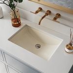 DeerValley DV-1U0085 Ally Rectangular Undermount Bathroom Sink 21'' x 15'' inch Vitreous China Bathroom Undermount Sink with Overflow, Bone