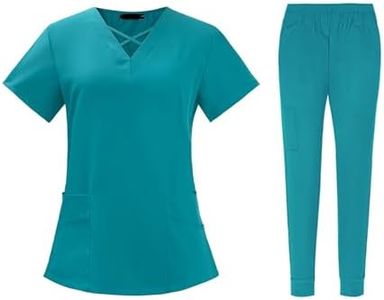 Scrubs for Women Set V-Neck Stretch Fit Scrub Top & Jogger 2025 Pants Multi Pocket Medical Nurse Uniforms Set Ladies White Black Blue S M L XL XXL 3XL with Big Pocket