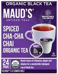 Maud's Organic Chai Tea Pods, 24ct. | Single Serve, Spiced Cha-Cha Chai Tea Flavor | 100% California Blended Organic Tea | Solar Energy Produced Recyclable Pods Compatible with Keurig K Cups Maker