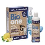 Bio One Enzyme Cleaner Concentrate (Makes up to 1.9L) - Pet Odour Eliminator and Pet Carpet Cleaner, Removes Stains, Kills Bacteria & Tackles Odours from Dog and Cat Urine, Faeces, and Vomit (250ml)