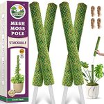 Duspro Green Stackable Mesh Moss Pole for Plants Climbing Vine Supporting Monstera Trellis, for Indoor Plants Extendable Plant Pole Moss Sticks, for Potted Plant Stakes 4Pack 71''