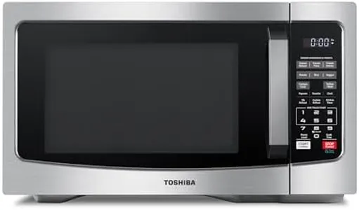 TOSHIBA EM131A5C-SS Countertop Microwave Ovens 1.2 Cu Ft, 12.4" Removable Turntable Smart Humidity Sensor 12 Auto Menus Mute Function ECO Mode Easy Clean Interior, 1100W, Silver