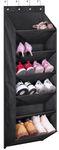 MISSLO Over Door Shoe Storage with Deep Pockets Hanging Shoe Organiser 6 Shelves Door Shoe Rack for Closets and Narrow Doors Shoe Holder Hanger, Black